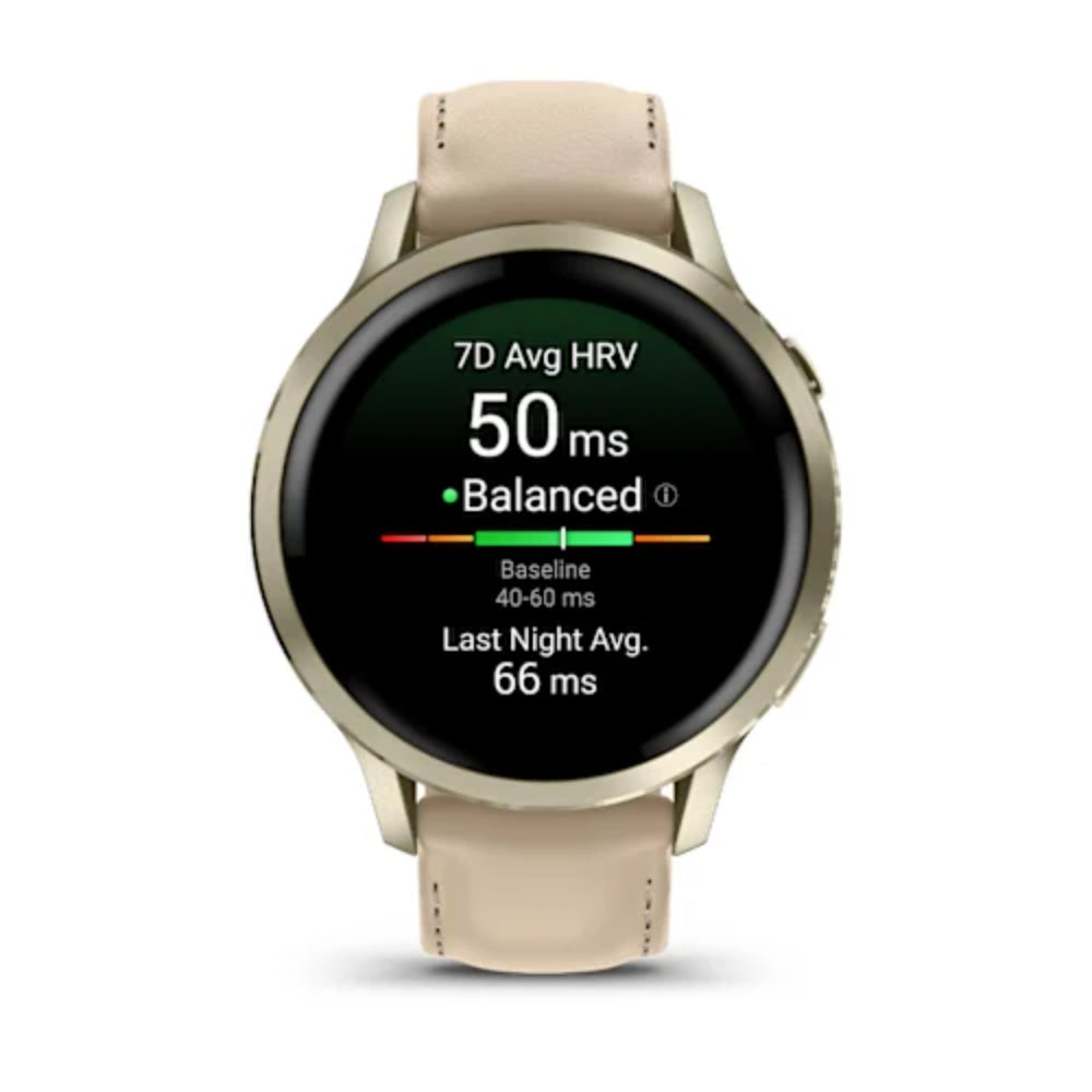 Garmin Venu 4 41 mm Lunar Gold Deri Kayışlı
