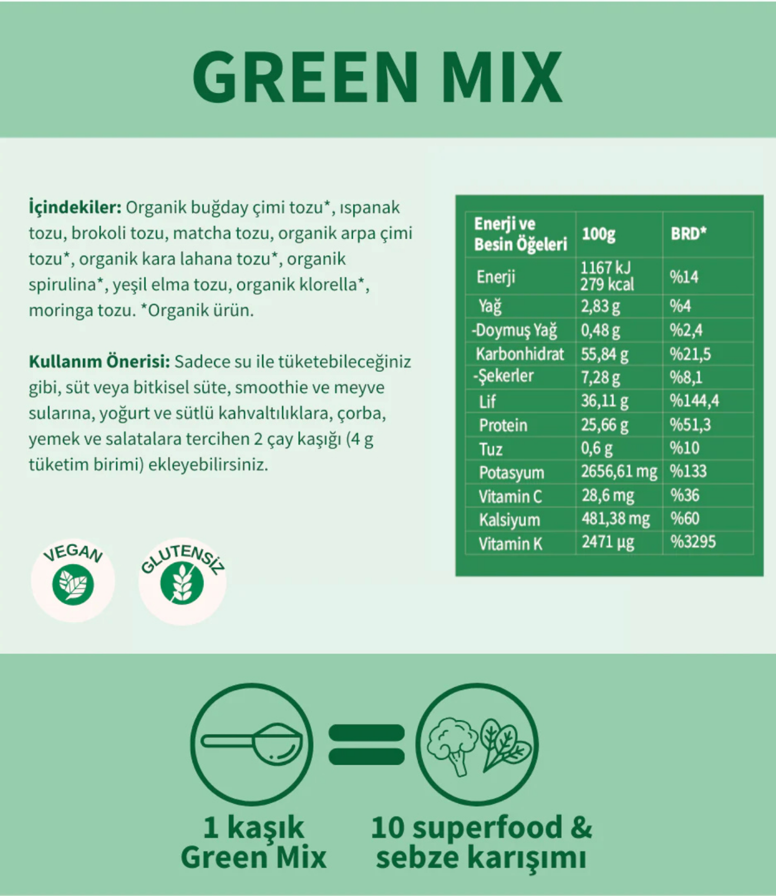 NUSTİL Green Mix Sebzeli Toz Karışım 100 gr