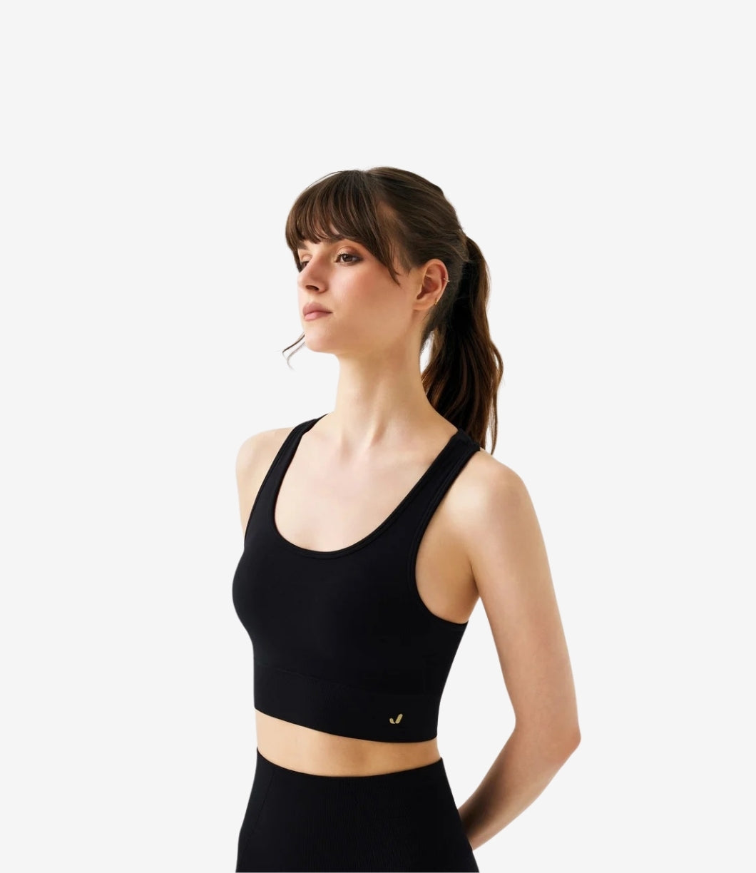 Gela Çift Katlı Kompress Sport Bra, Siyah