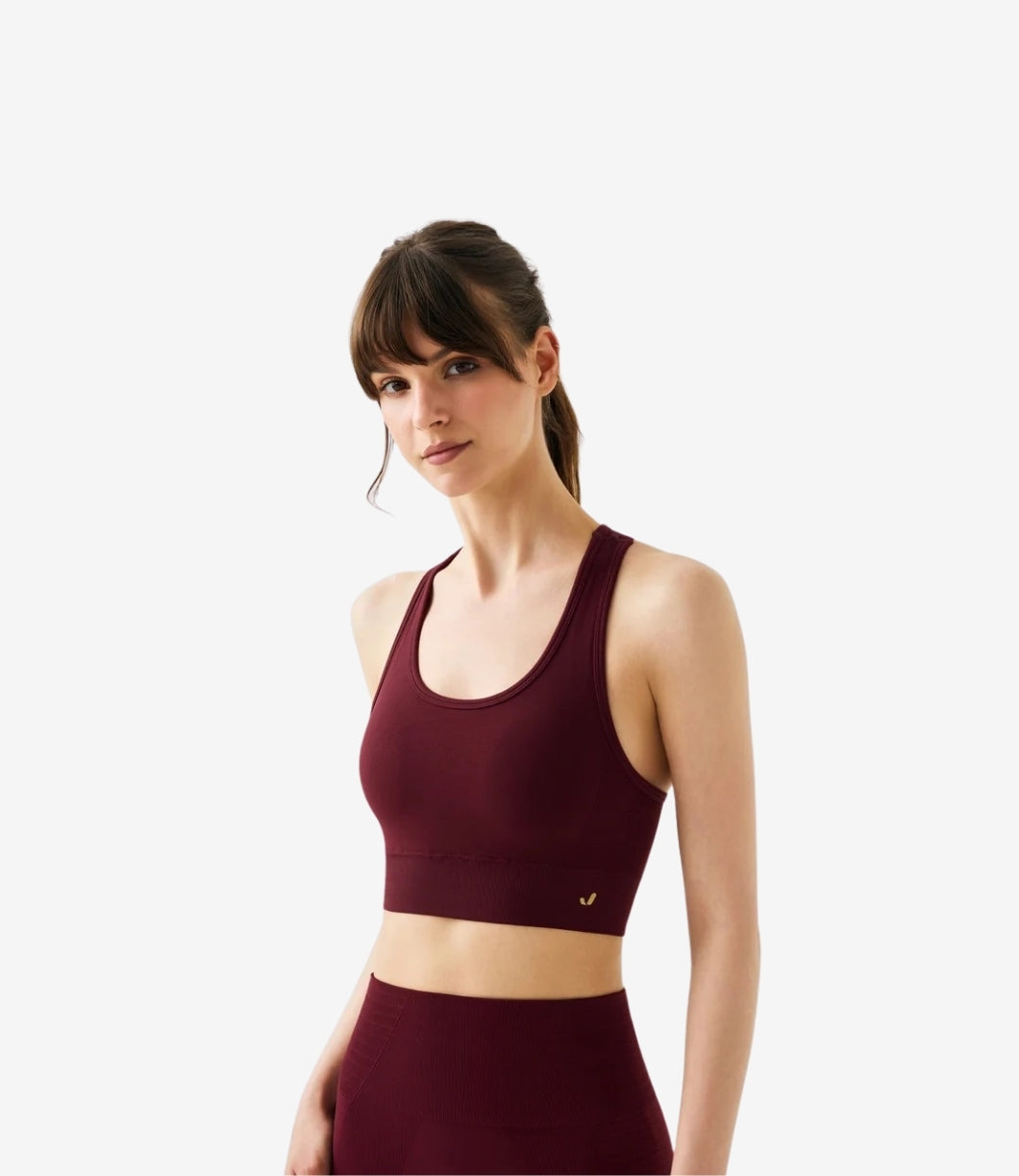 Jerf Gela Çift Katlı Kompress Sport Bra | Bordo