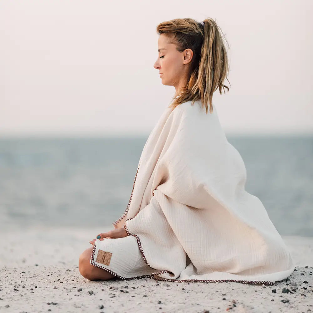 Pamuklu Yoga Ve Meditasyon Battaniyesi | Ekru