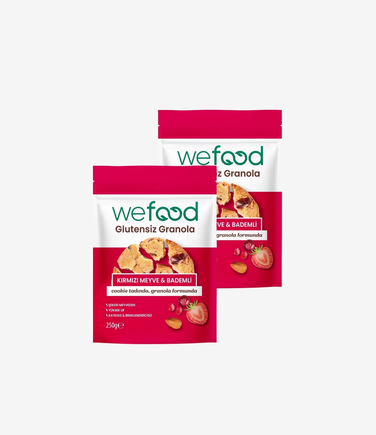 2'li Glutensiz Granola Kırmızı Meyve & Bademli 250 gr