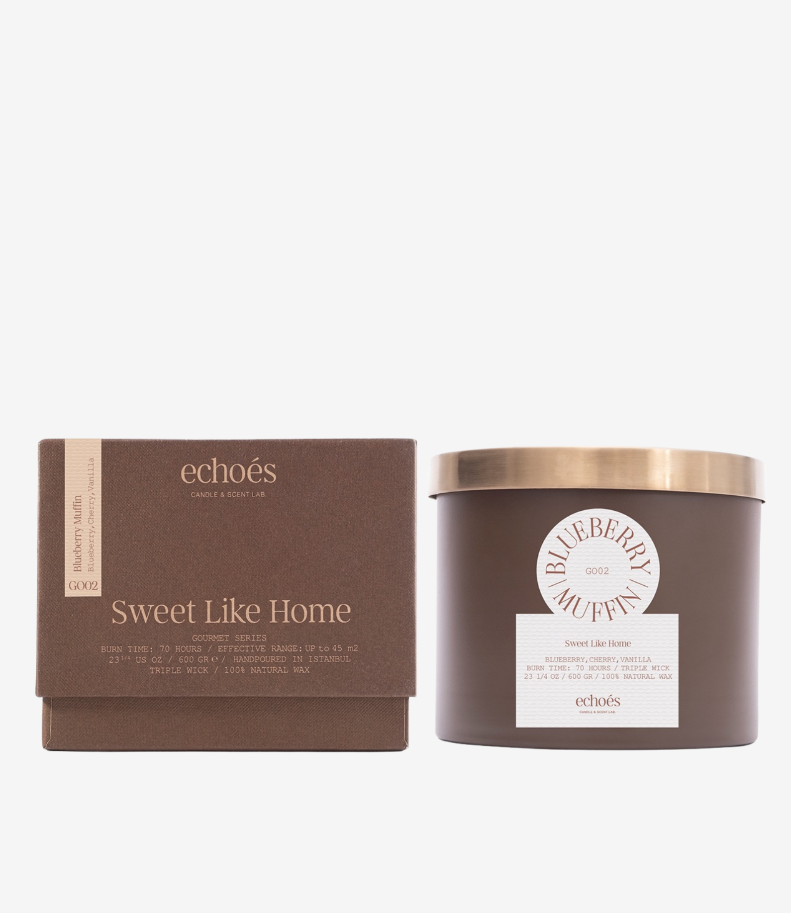 Blueberry Muffin Üç Fitil Doğal Mum 600 gr