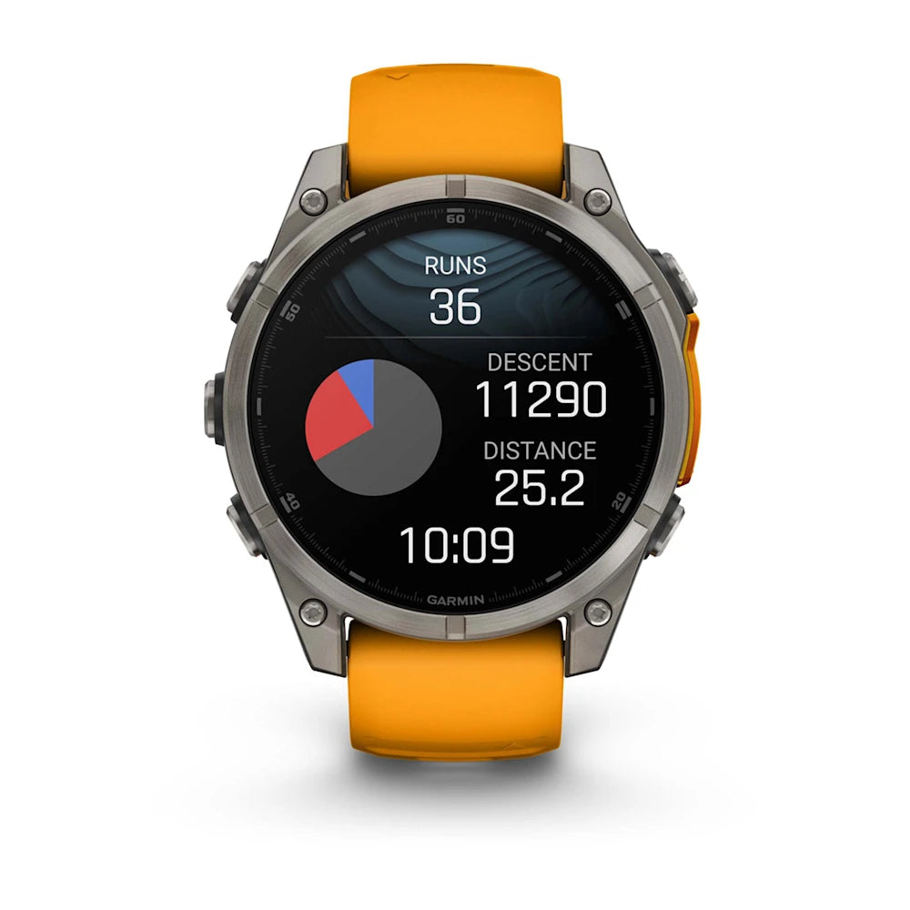 Fenix 8 - 47 mm, AMOLED Sapphire, Titanyum, Turuncu|Grafit Silikon Kayışlı