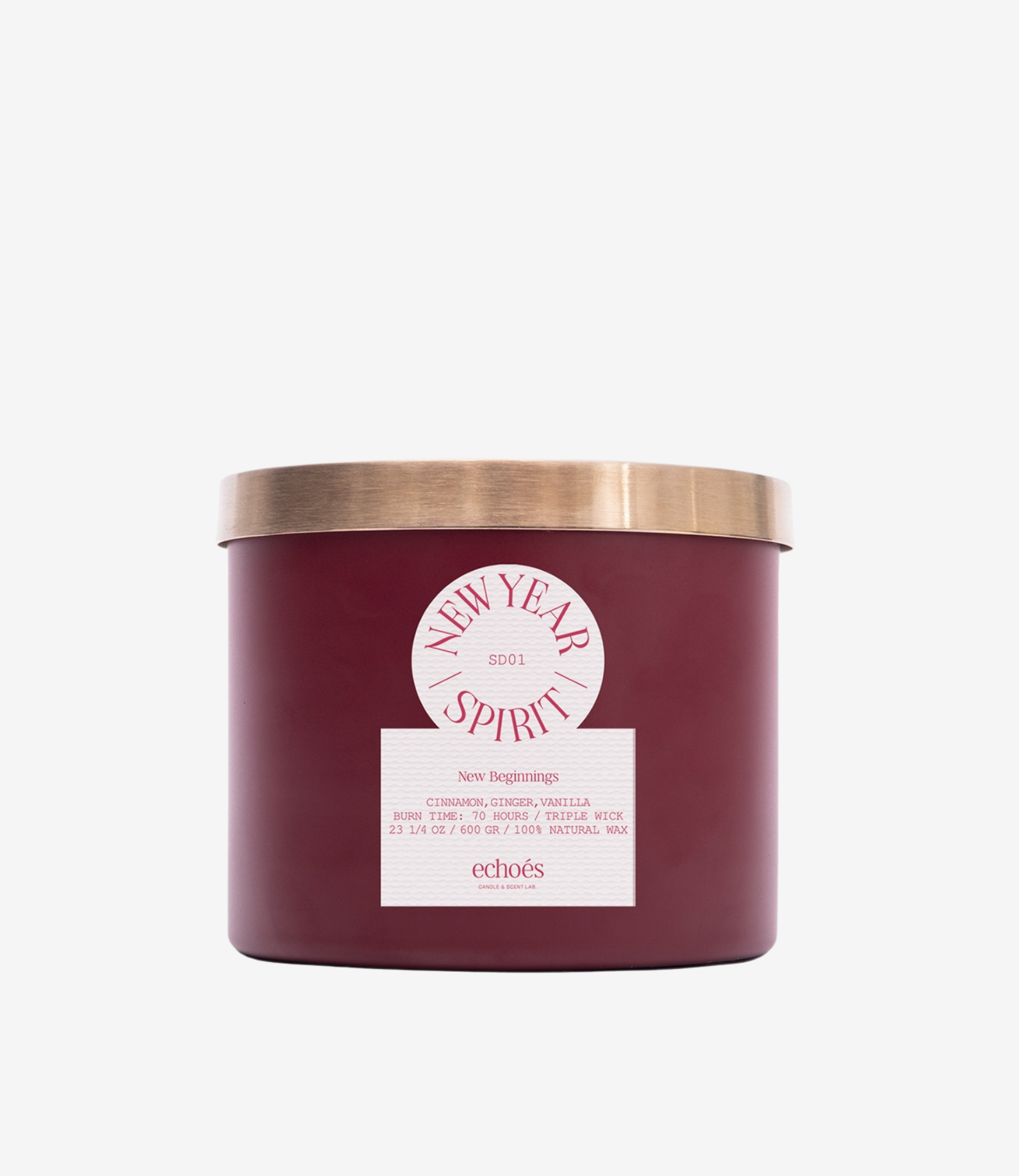 New Year Spirit Üç Fitil Doğal Mum 600 gr