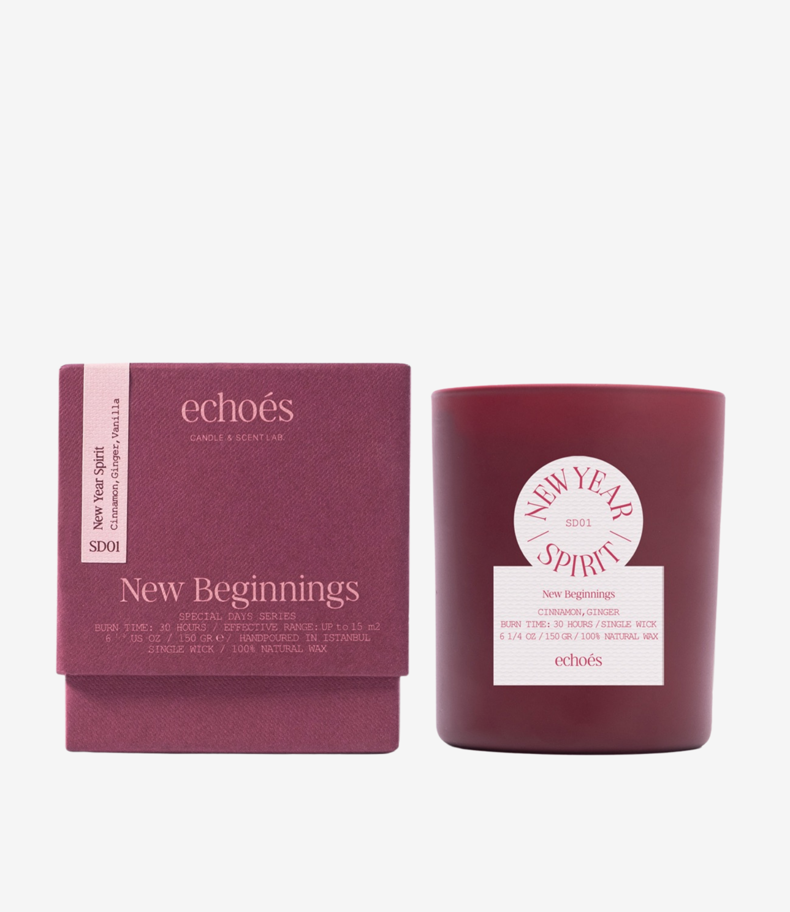 New Year Spirit Tek Fitil Doğal Mum 150 gr