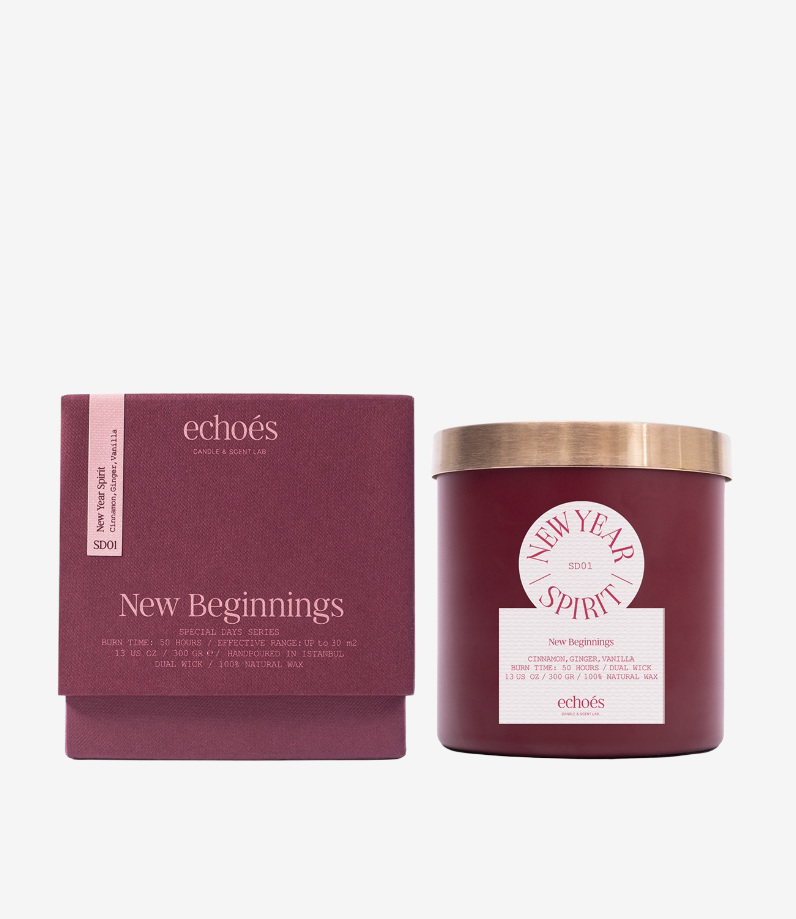 New Year Spirit Çift Fitil Doğal Mum 300 gr