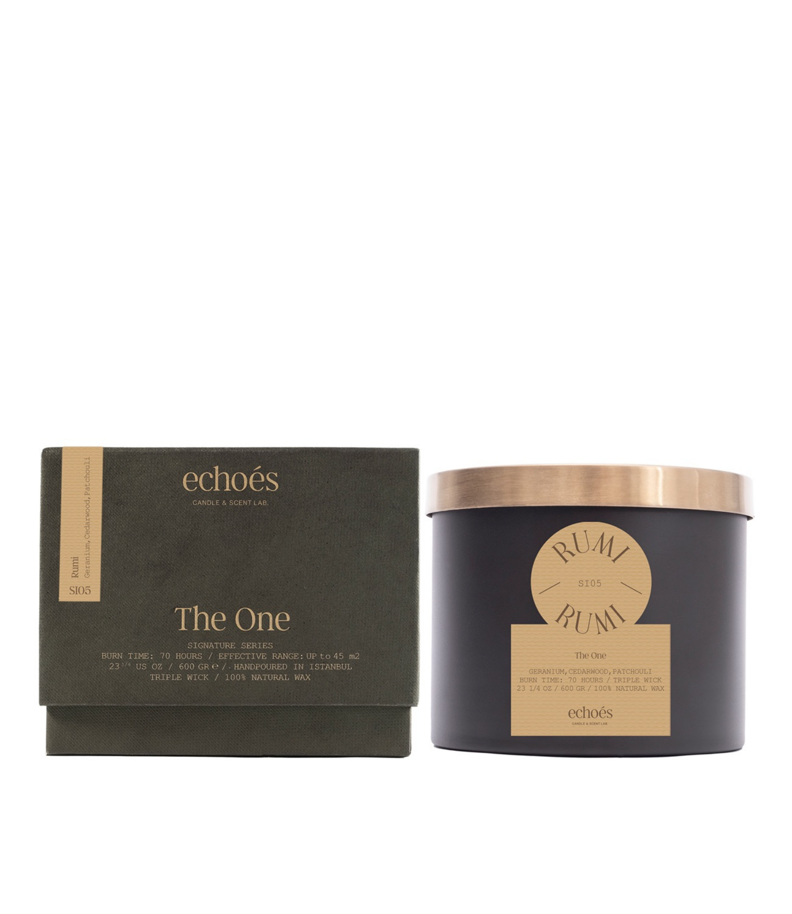 Rumi Üç Fitil Doğal Mum 600 gr