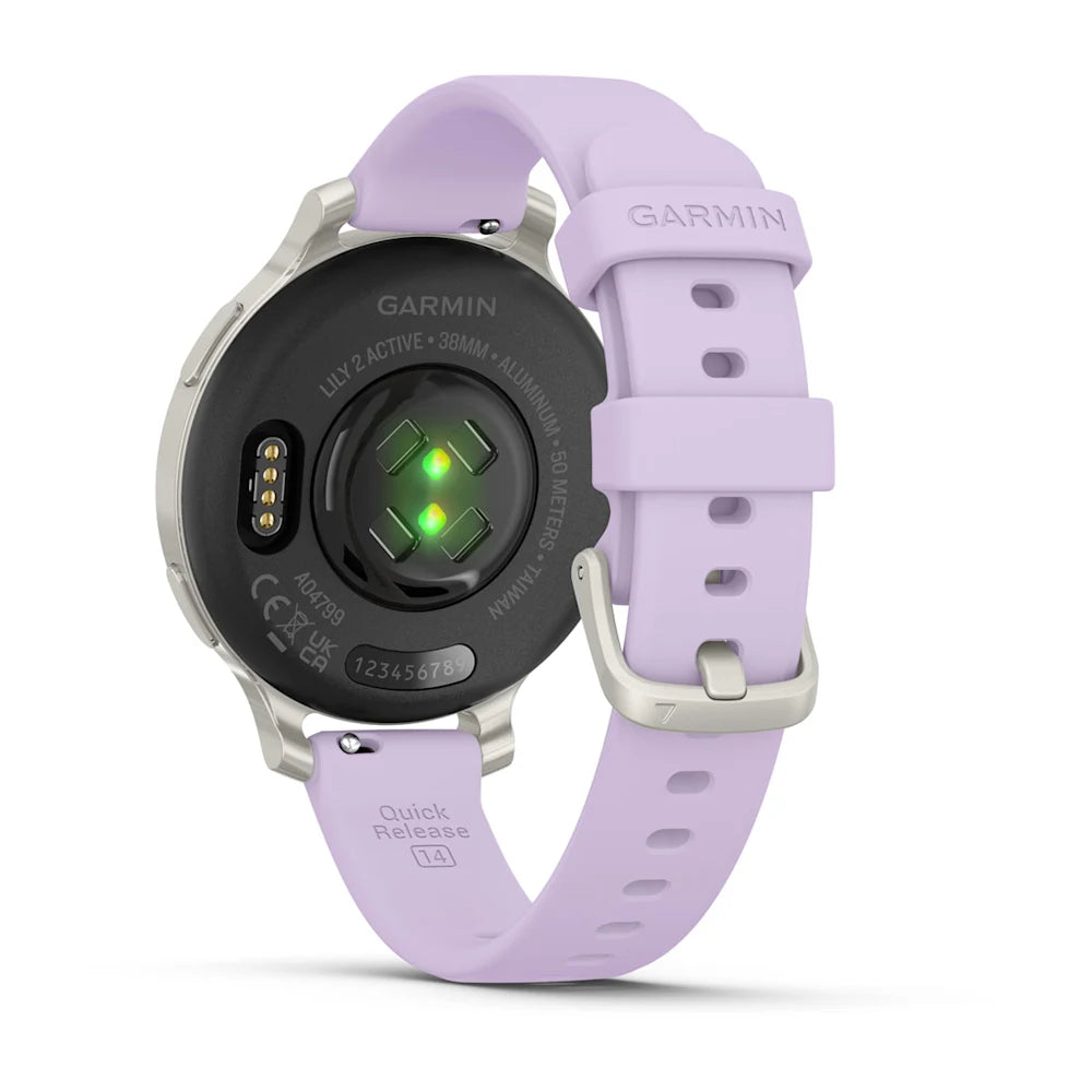 Lily 2 Active - Gümüş, Mor Yasemin Silikon Kayışlı