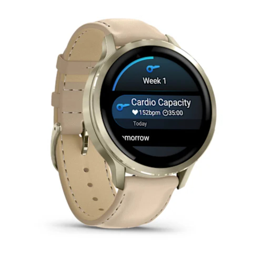Garmin Venu 4  41 mm Lunar Gold Deri Kayışlı