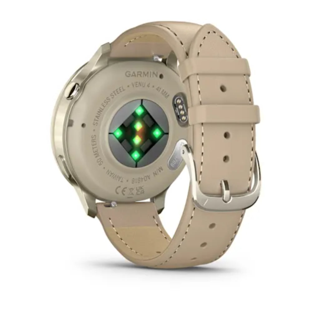 Garmin Venu 4  41 mm Lunar Gold Deri Kayışlı