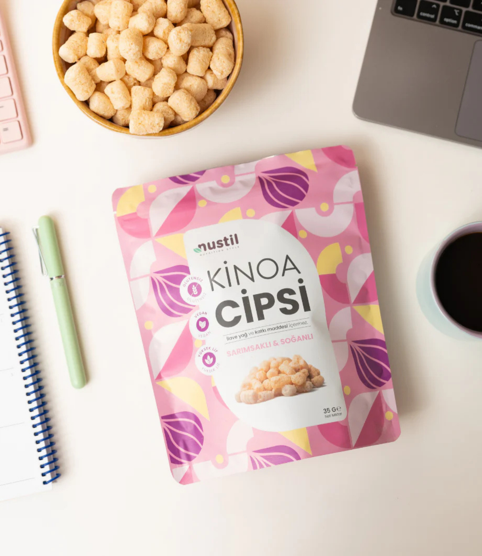 NUSTİL Sarımsaklı & Soğanlı Kinoa Cipsi 35 gr