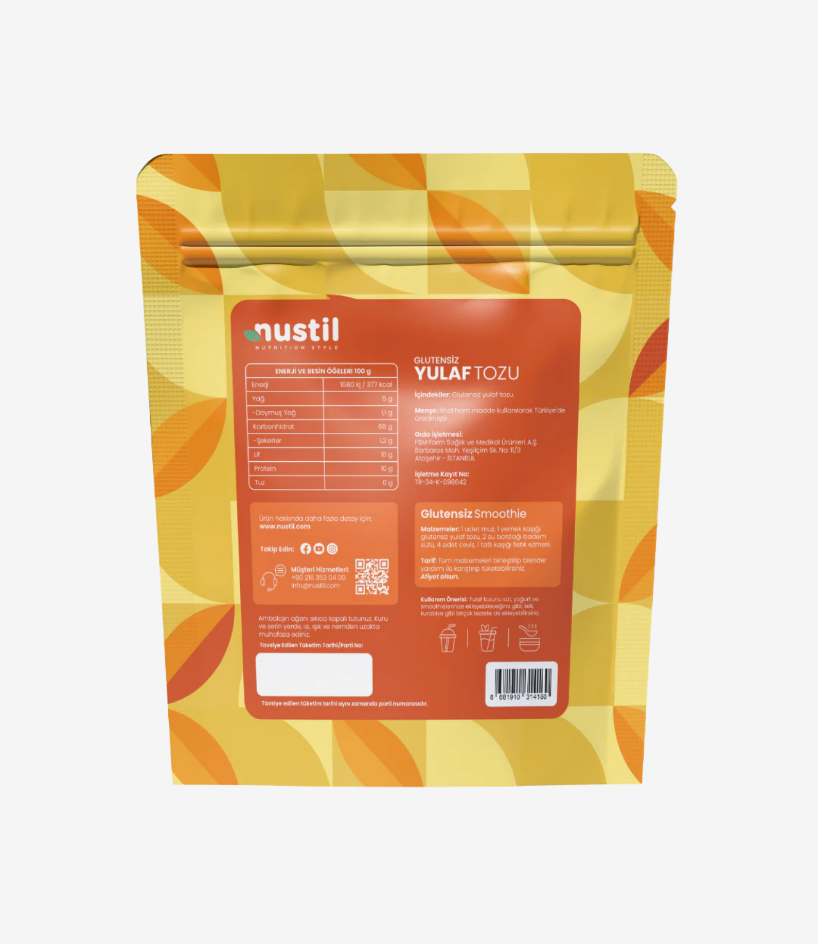 NUSTİL Glutensiz Yulaf Tozu 300 gr