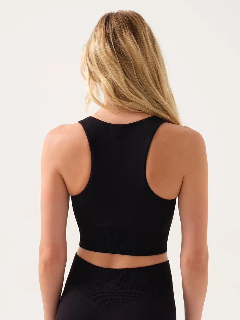 Jerf Motion Yumuşak Dokulu Crop Top | Siyah