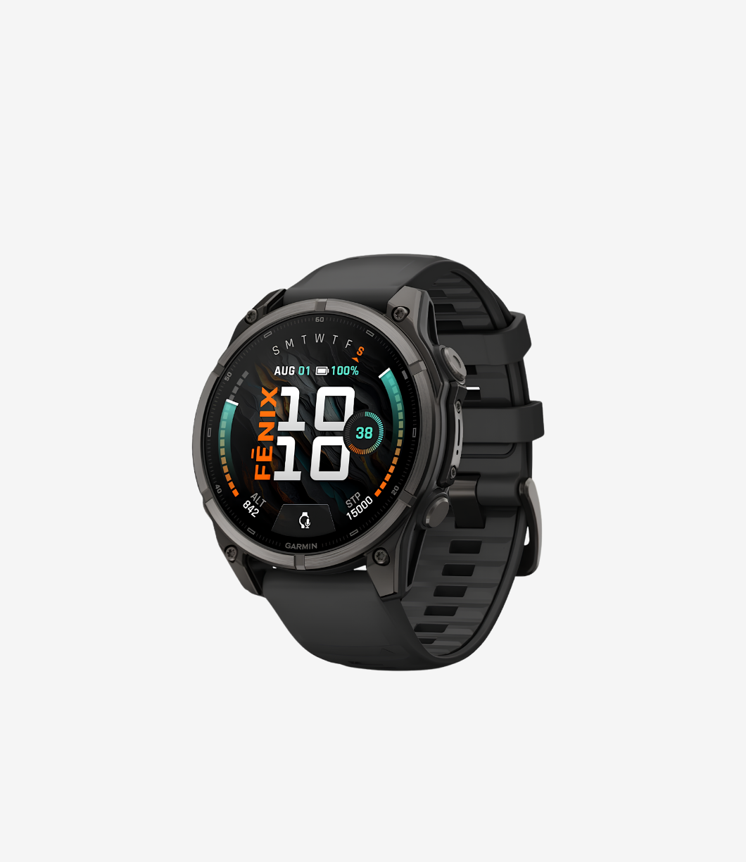 Fenix 9, 47 mm | Karbon Gri DLC Titanyum, Siyah Silikon Kayışlı