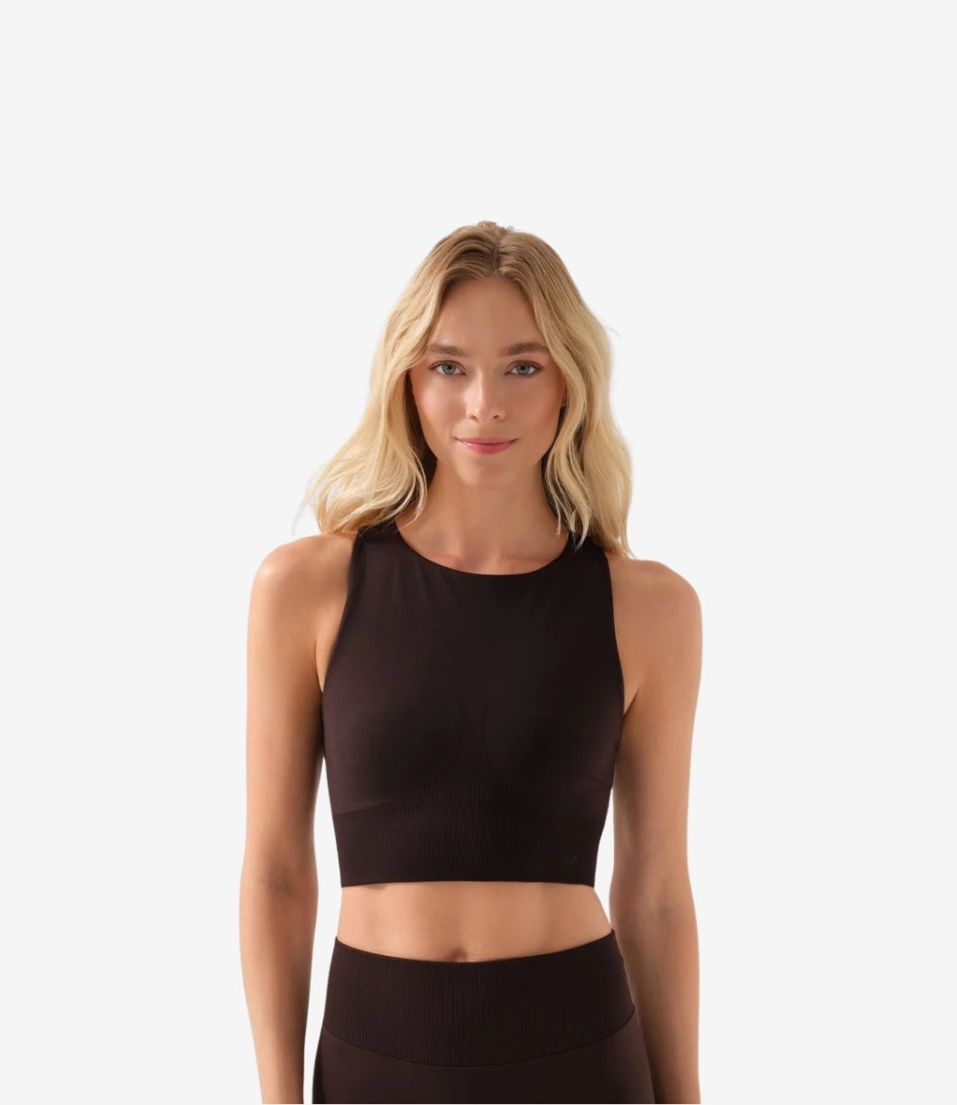 Jerf Motion Yumuşak Dokulu Crop Top | Kahverengi