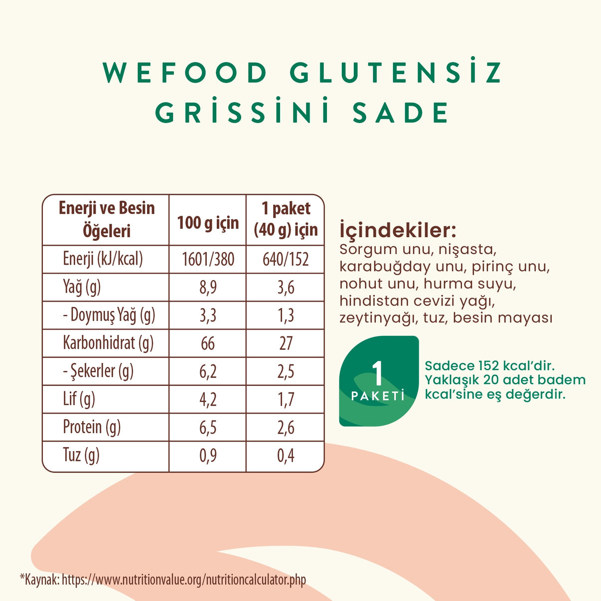 5'li Glutensiz Grissini Sade 40 gr