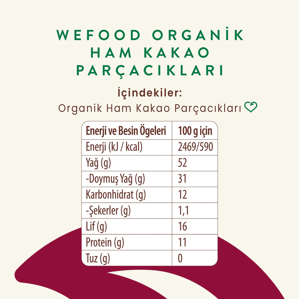 Organik Ham Kakao Parçacıkları 150gr