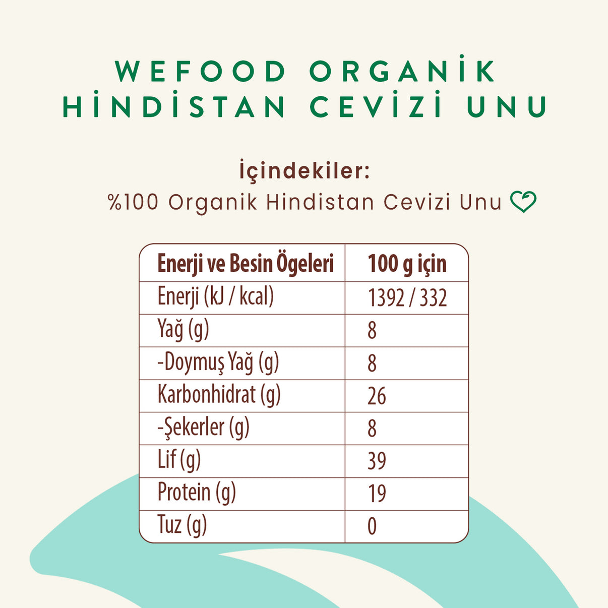 2'li Organik Hindistan Cevizi Unu 320 gr