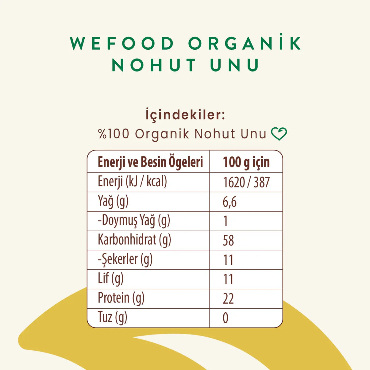 2'li Organik Glutensiz Nohut Unu 350 gr
