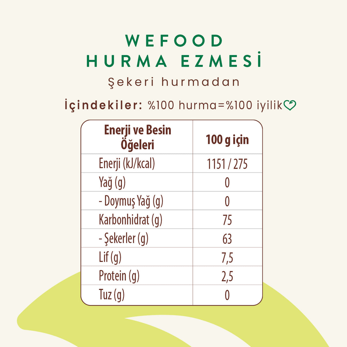 %100 Sade Hurma Ezmesi 400 gr