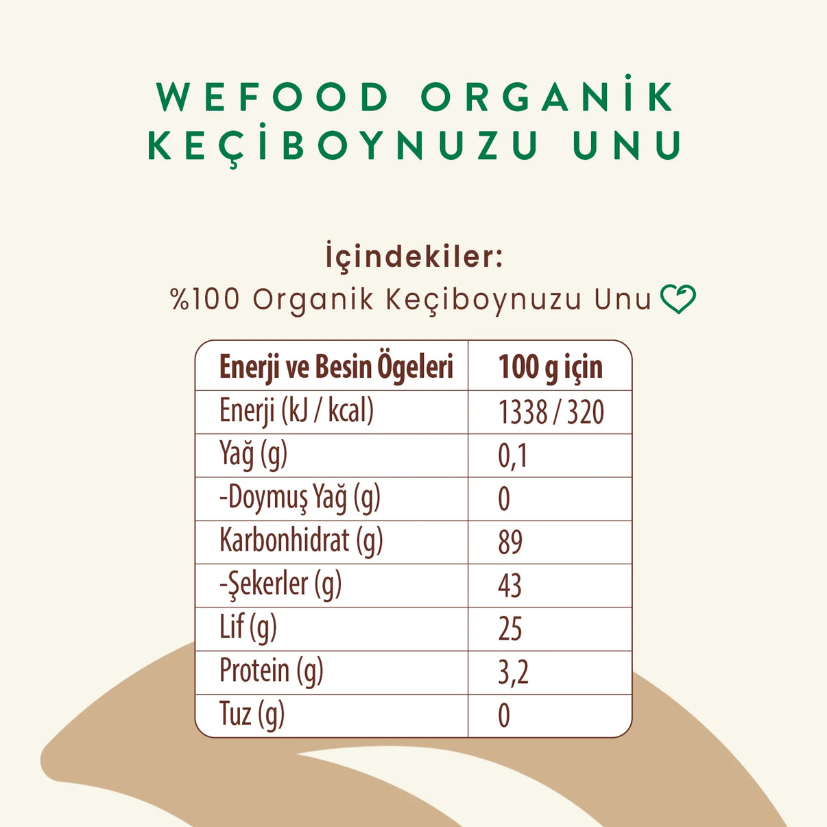 2'li Organik Keçiboynuzu Unu 320 gr