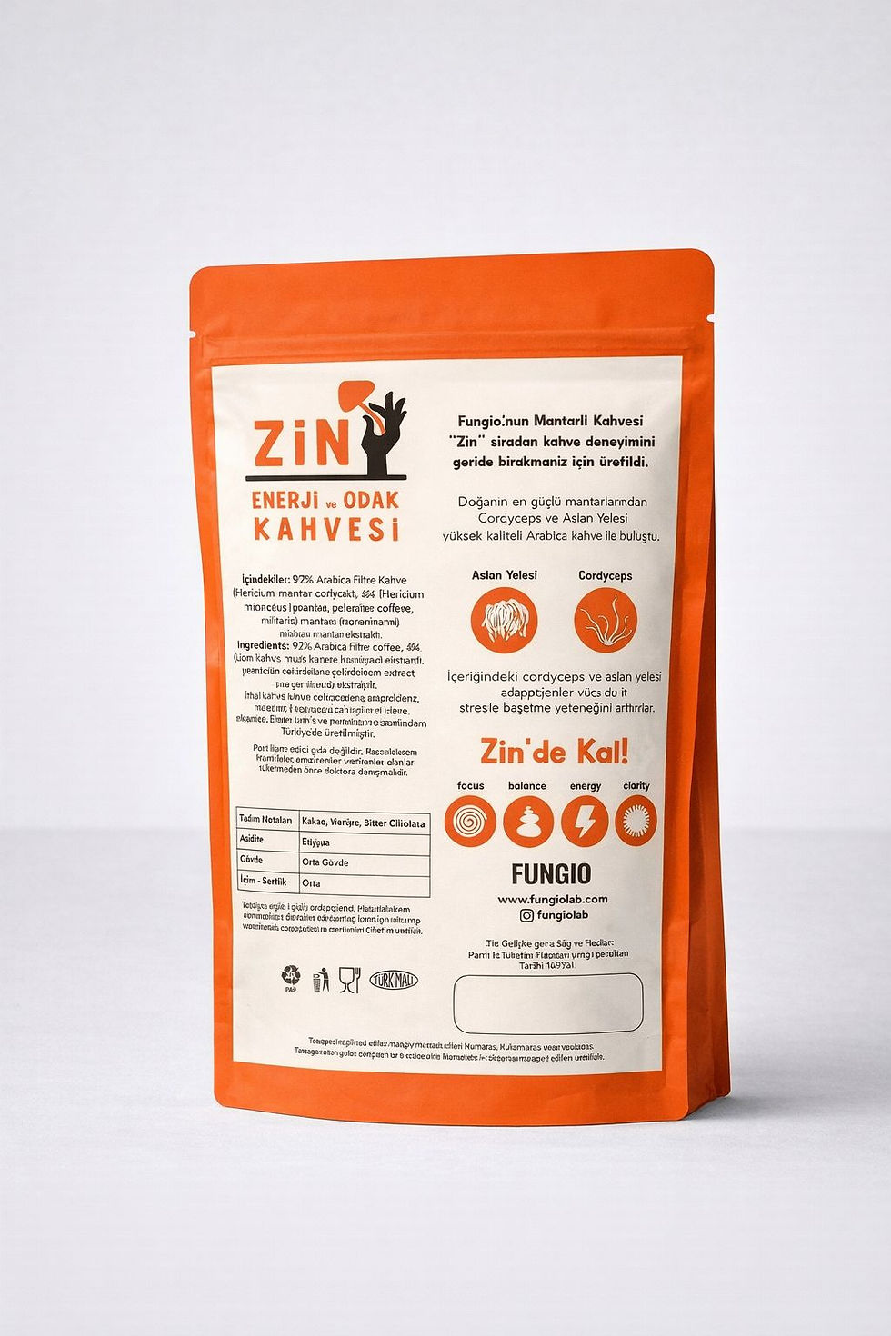 Zin Aslan Yelesi ve Cordyceps Mantarı İçeren Kahve