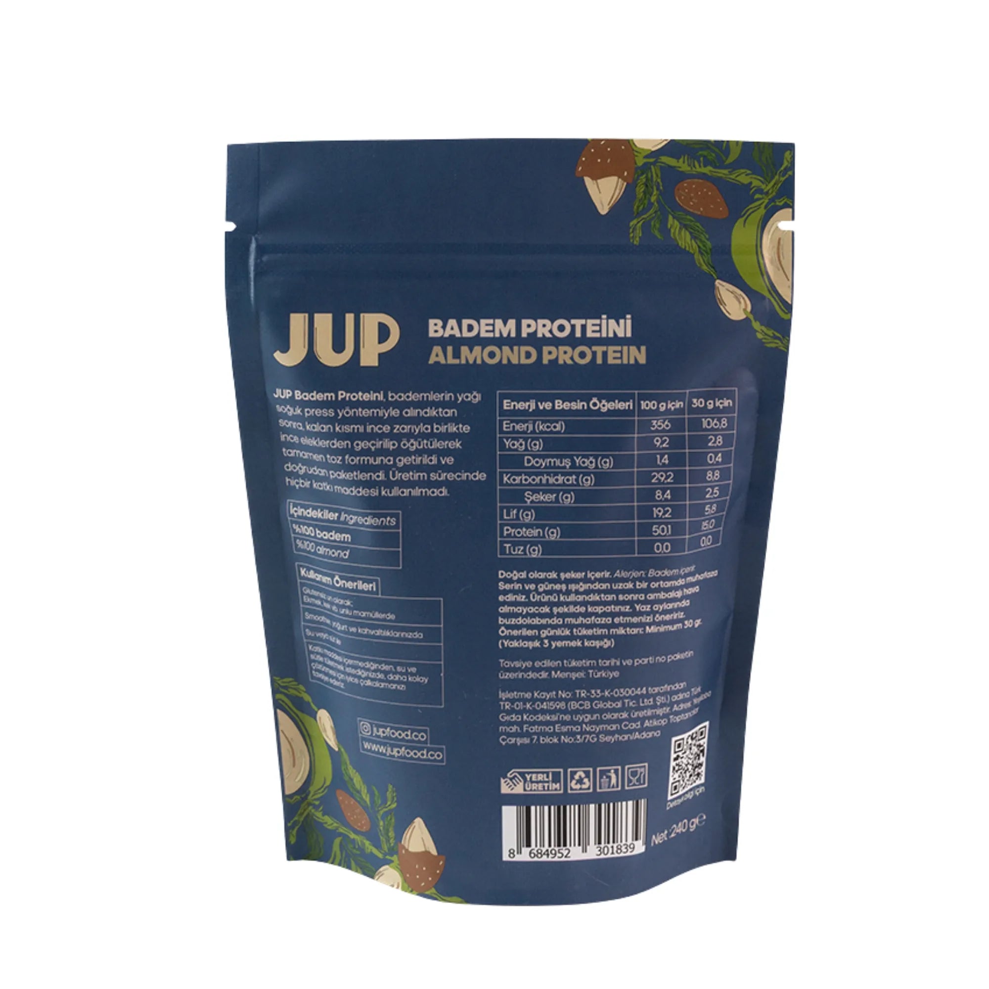 Badem Protein Tozu | Yüksek Proteinli Badem Unu 240 gr
