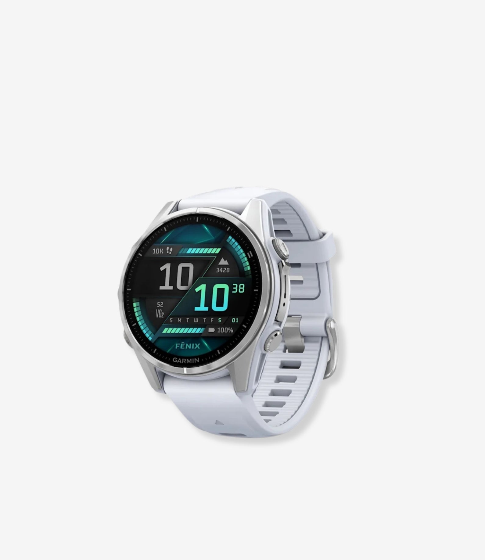 Fenix 8 - 43 mm, AMOLED | Gümüş, Beyaz Taşlı Silikon Kayışlı