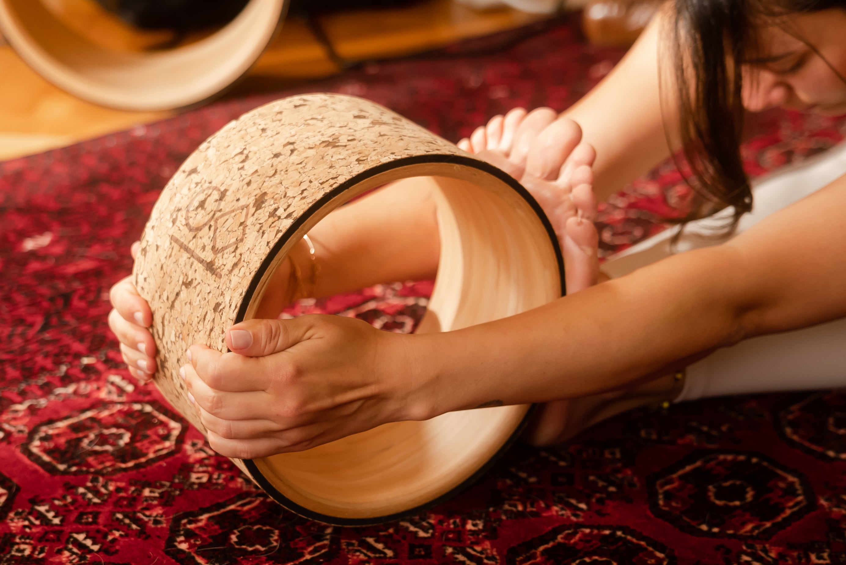 Mantar Kaplı Ahşap Yoga Çemberi