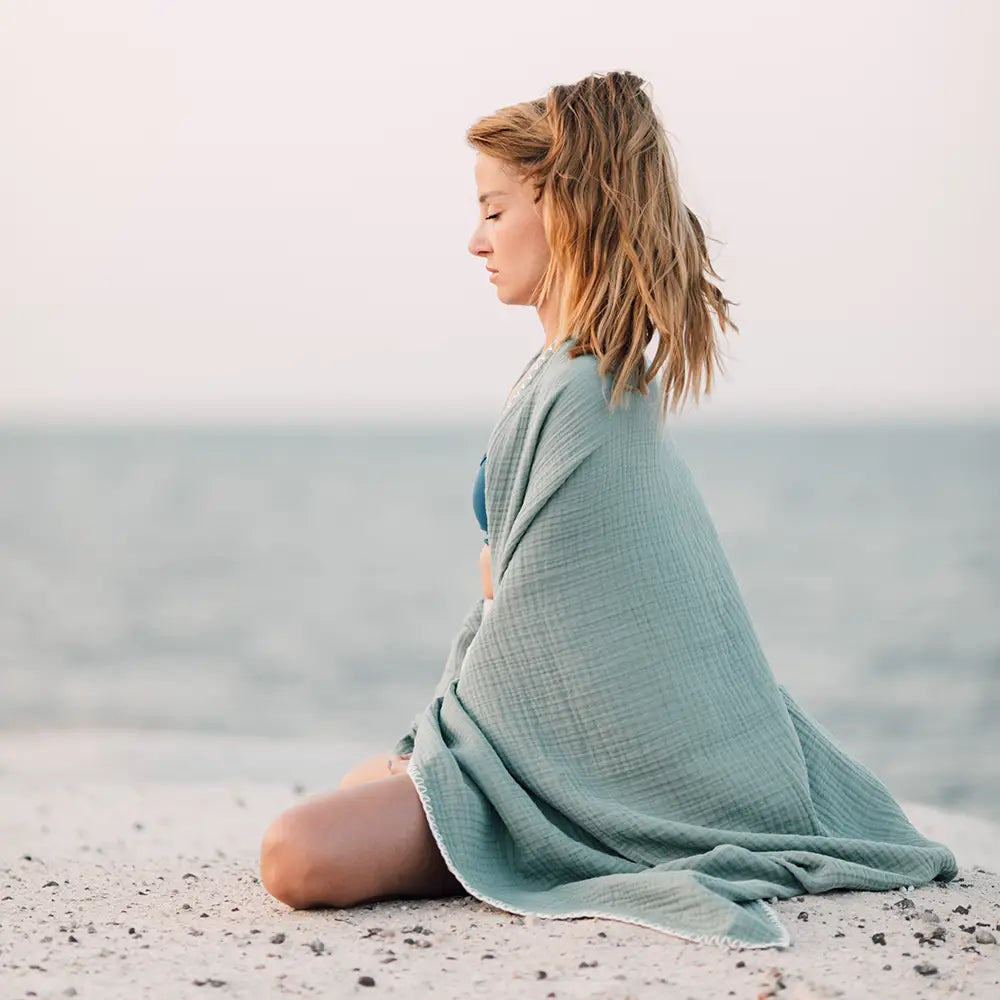 Pamuklu Yoga Ve Meditasyon Battaniyesi | Yeşil