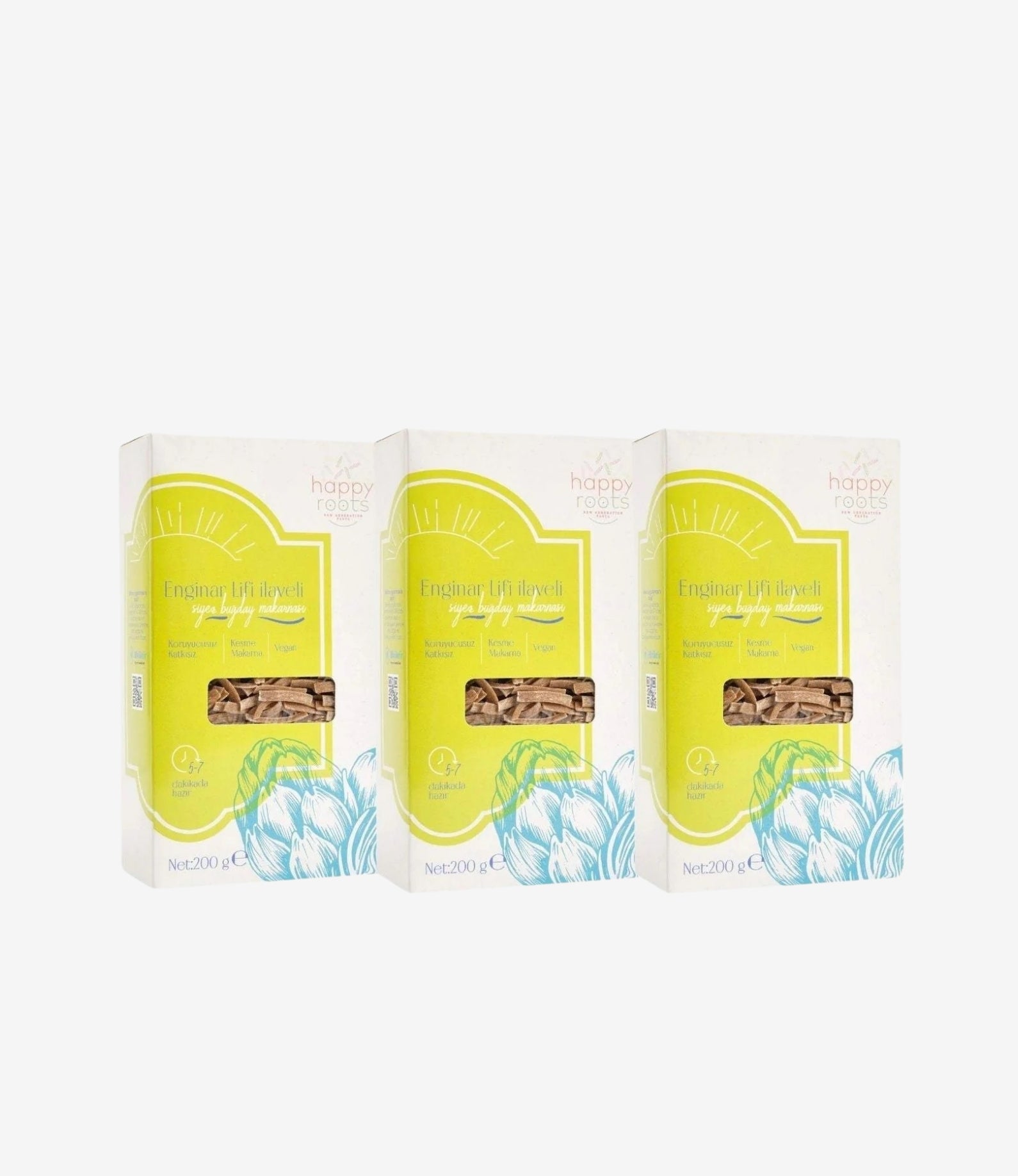 Happy Roots Enginar Lifli 3'lü Siyez Makarnası