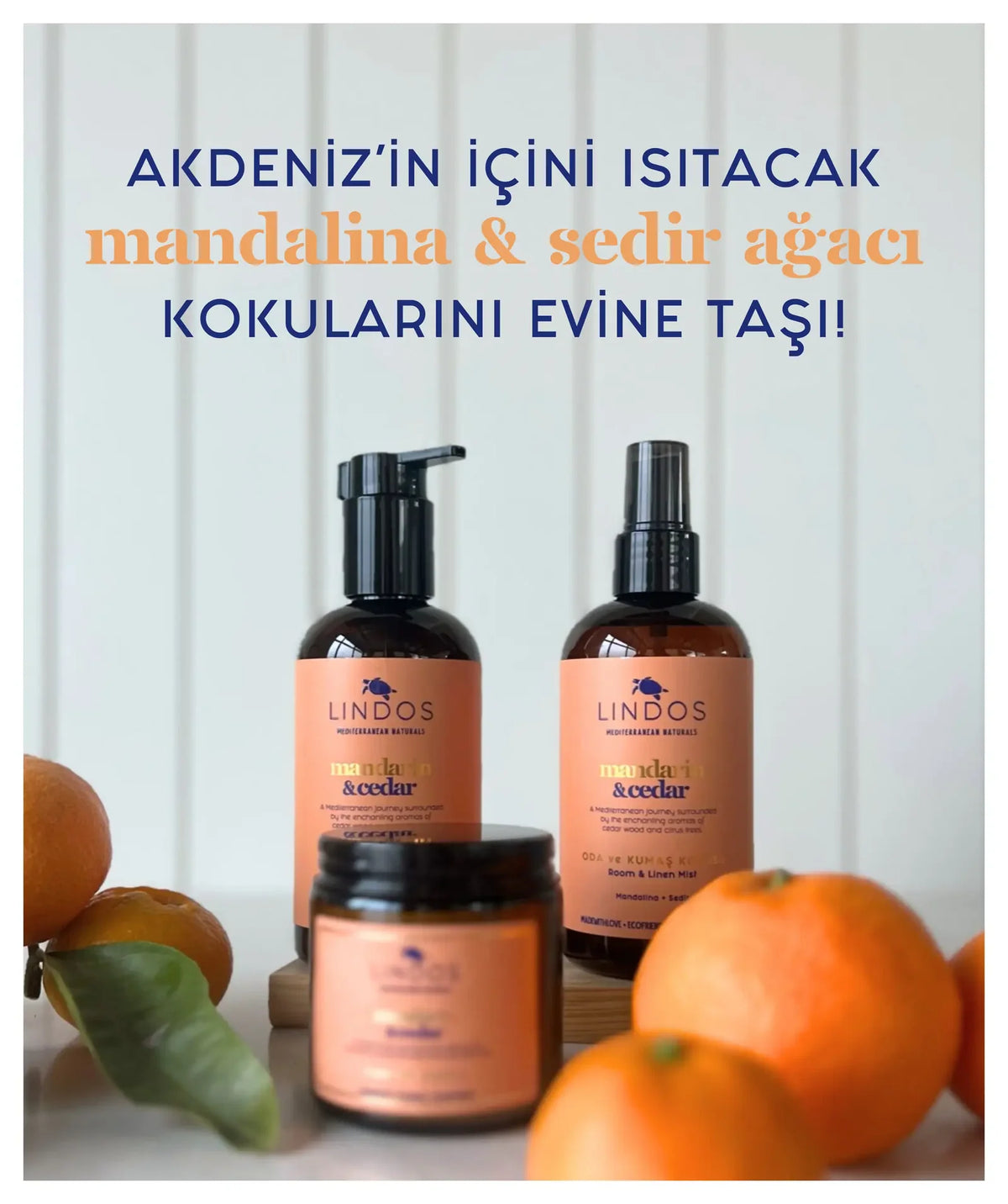 Lindos - Oda ve Kumaş Spreyi - Mandarin & Cedar 250 ml