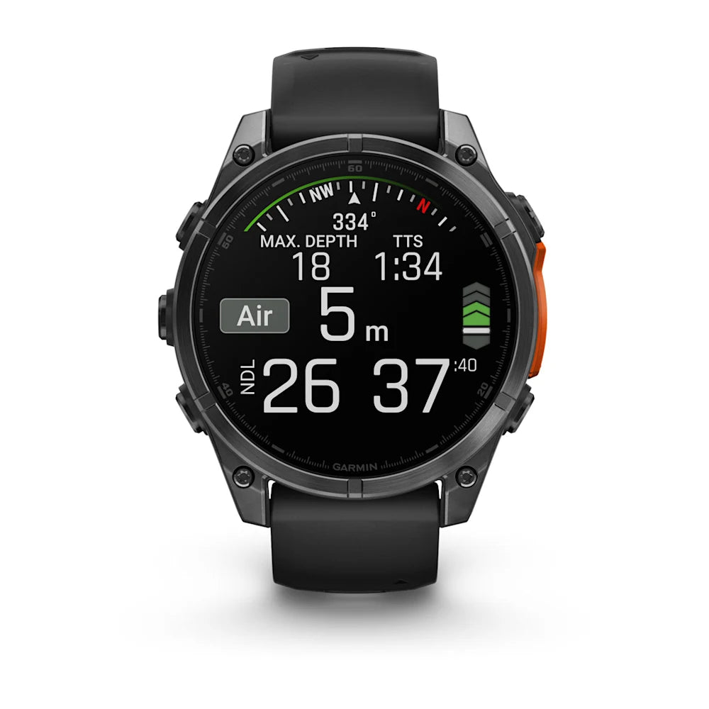 Fenix 8 - 47 mm, AMOLED Slate Gri| Siyah Silikon Kayışlı