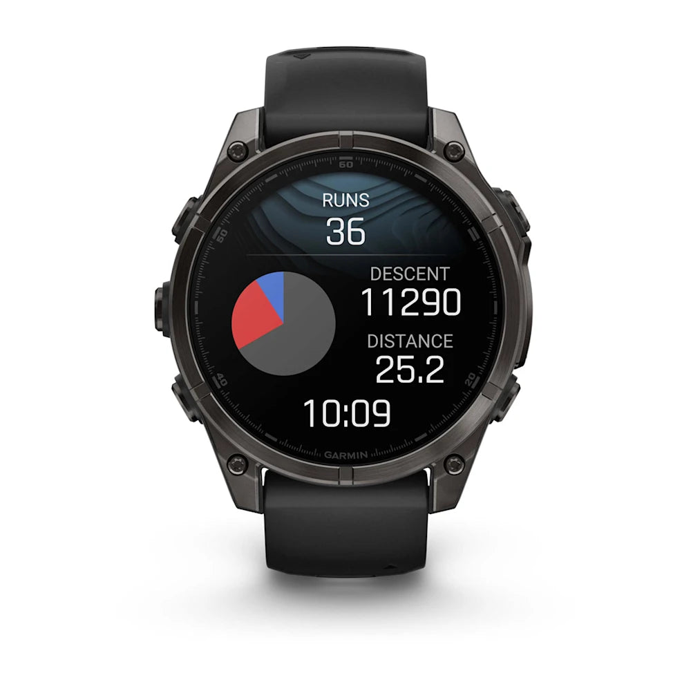 Fenix 8 - 47 mm, AMOLED Sapphire, Karbon Gri DLC Titanyum, Siyah|Gri Kayışlı
