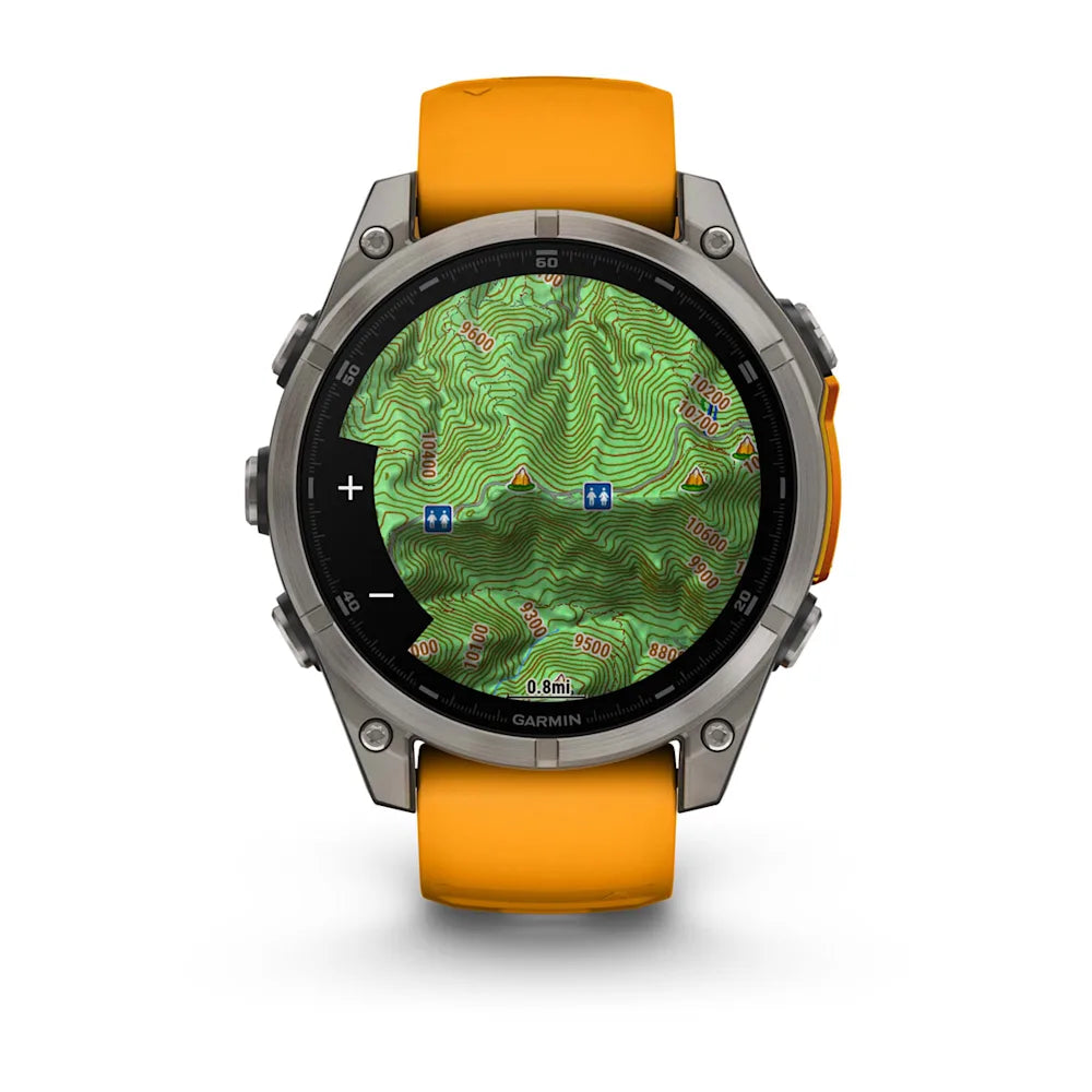 Fenix 8 - 47 mm, AMOLED Sapphire, Titanyum, Turuncu|Grafit Silikon Kayışlı