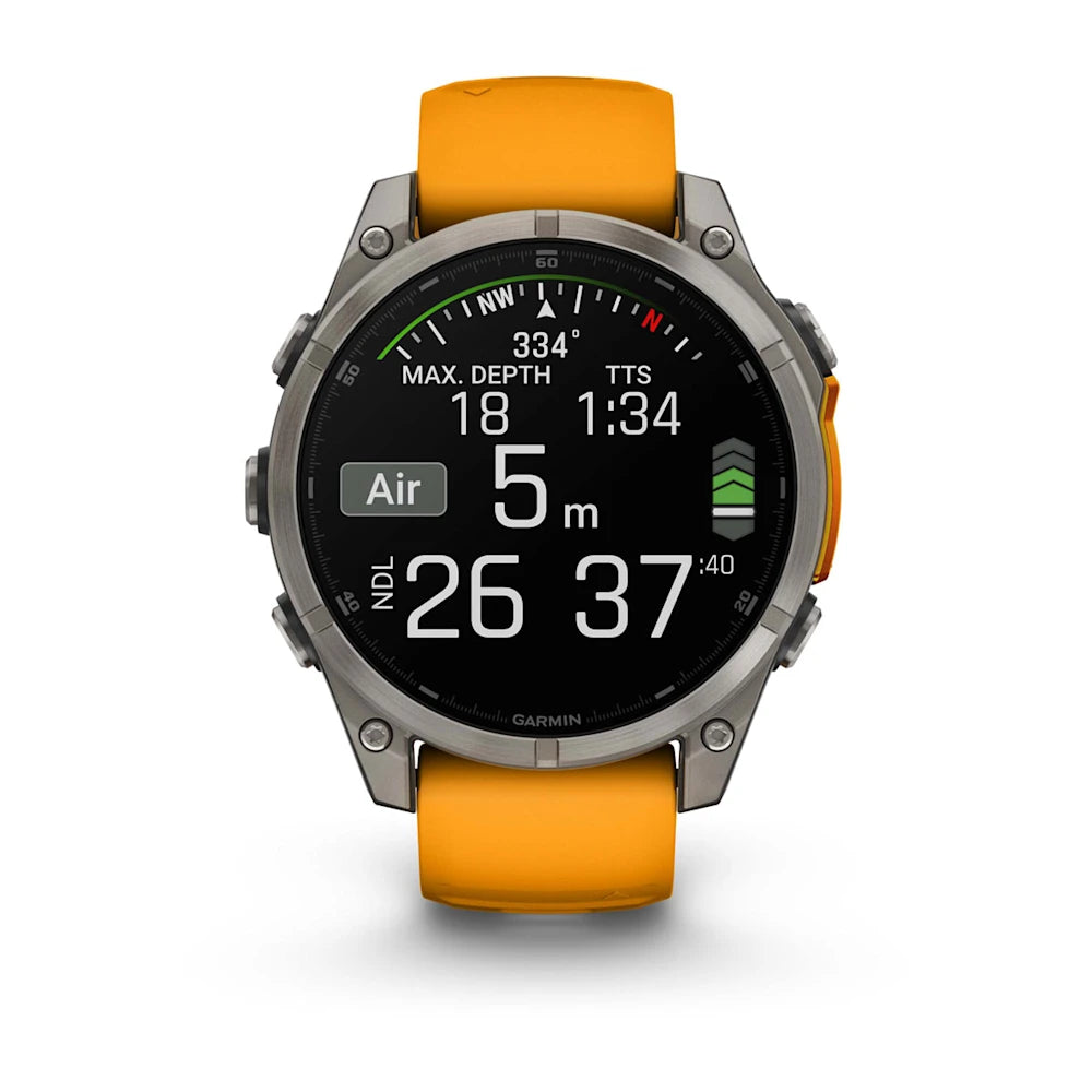 Fenix 8 - 47 mm, AMOLED Sapphire, Titanyum, Turuncu|Grafit Silikon Kayışlı