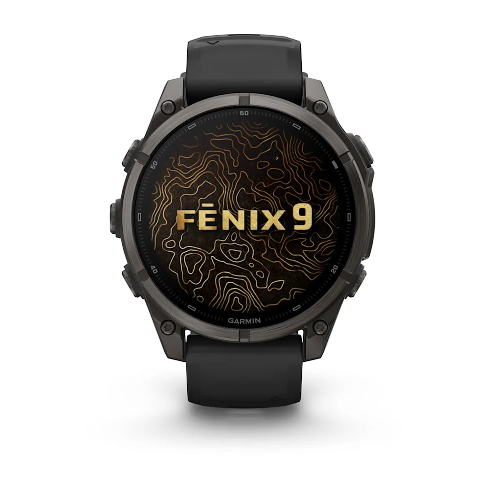 Fenix 9, 47 mm | Karbon Gri DLC Titanyum, Siyah Silikon Kayışlı