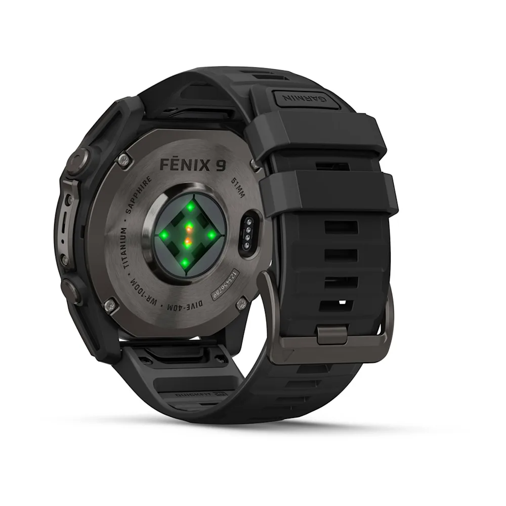 Fenix 9, 51 mm | Karbon Gri DLC Titanyum, Siyah Silikon Kayışlı