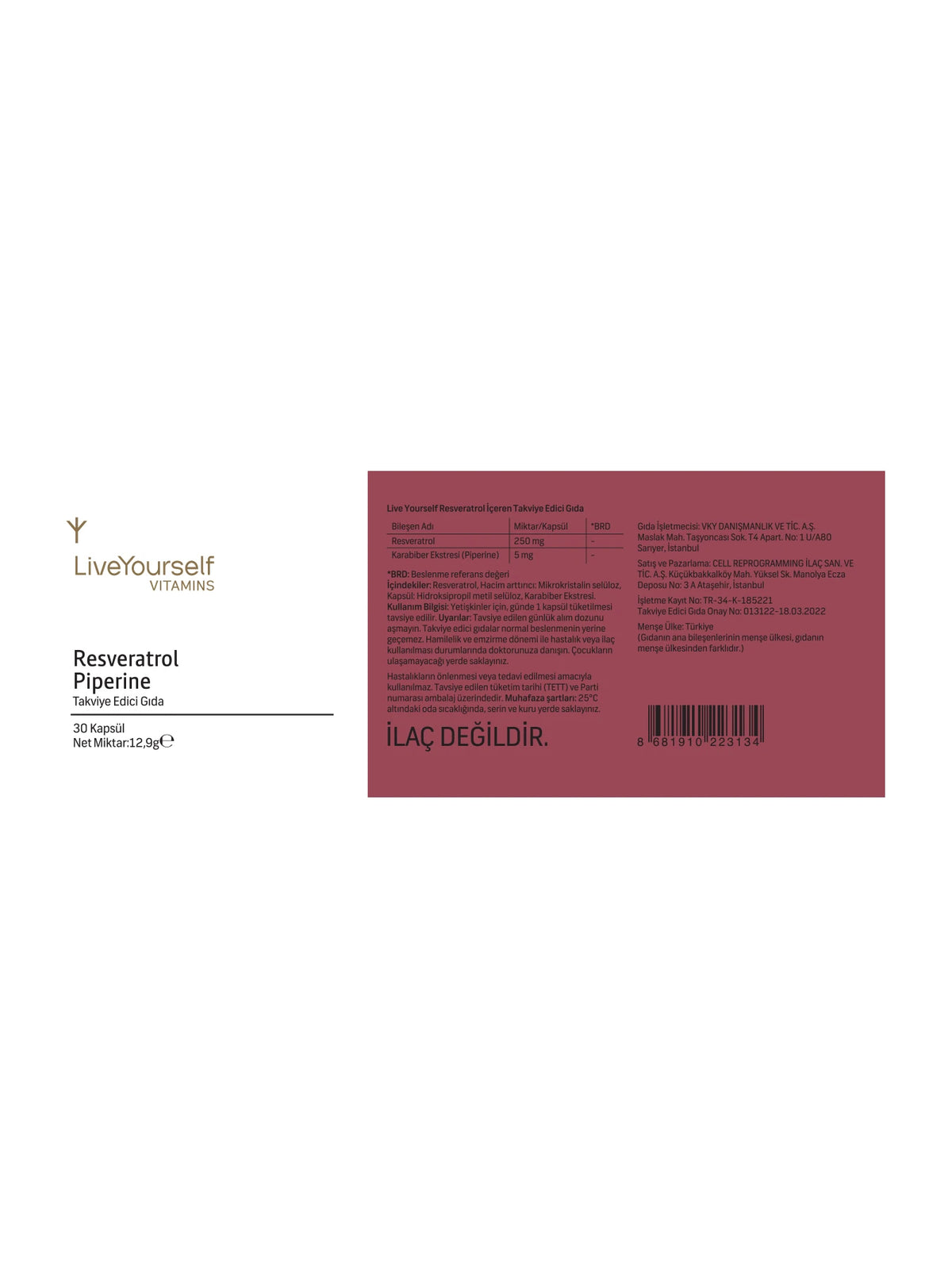 Resveratrol Piperine Takviye Edici Gıda