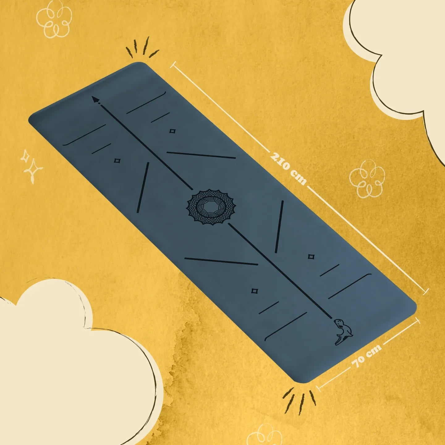 XL Serisi |  4.1 mm Doğal Kauçuk Kaydırmaz Yoga Matı | 210x70cm