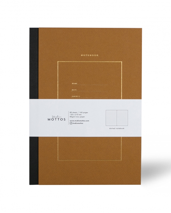 STUDIO MOTTOS Noktalı Sert Kapaklı Defter - Kahve