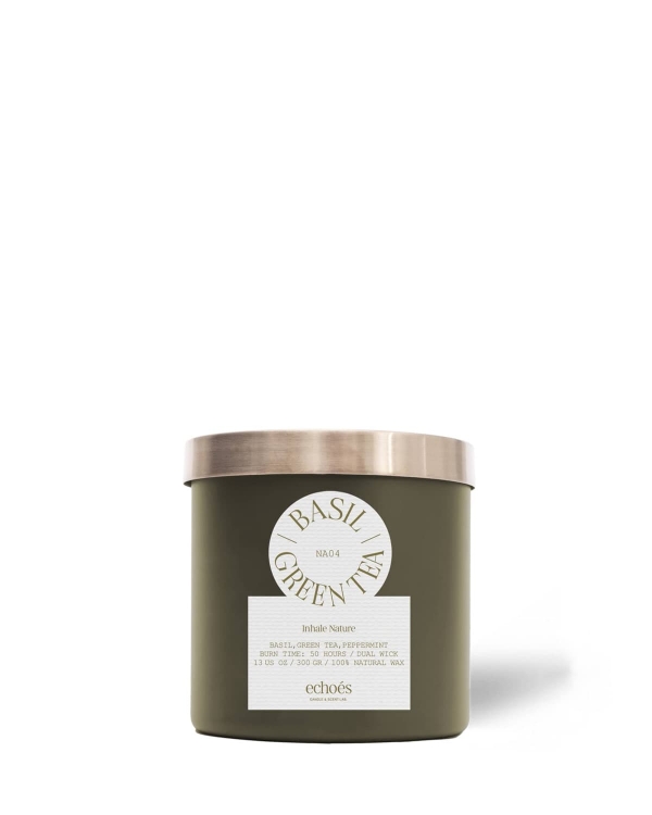 ECHOES CANDLE & SCENT LAB.	 Basil & Green Tea Çift Fitil Doğal Mum 300 gr