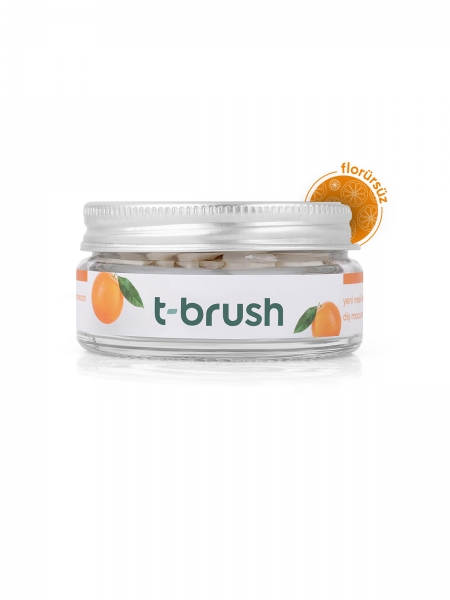 T-BRUSH   Portakal Aromalı Diş Macunu Tableti-Florürsüz