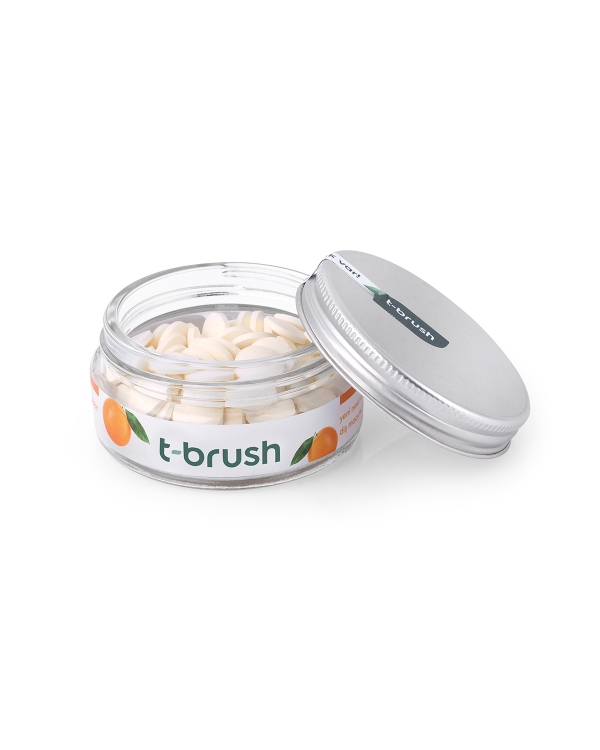 T-BRUSH  Portakal Aromalı Diş Macunu Tableti-Florürsüz