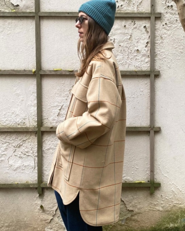 A HIDDEN BEE Maxi Check Quilted Oversize Coat 