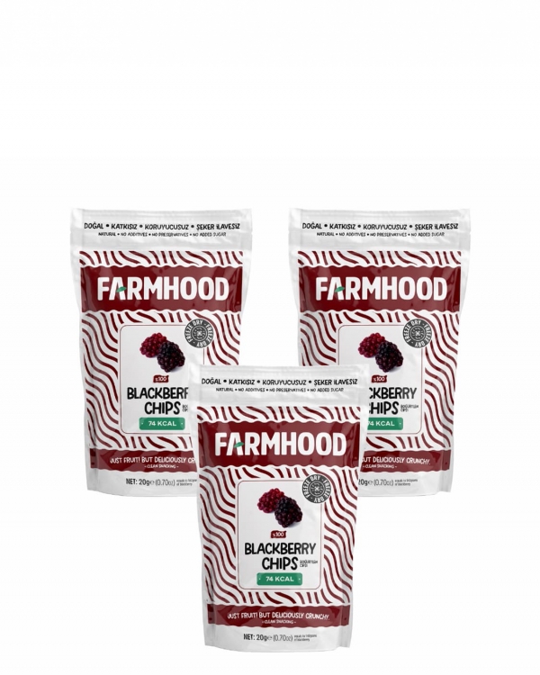 FARMHOOD 3x Freeze Dried Böğürtlen Cipsi