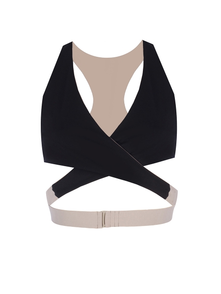 Y.ORSTRULY  Vest Bra Pebble&Charcoal Reversible